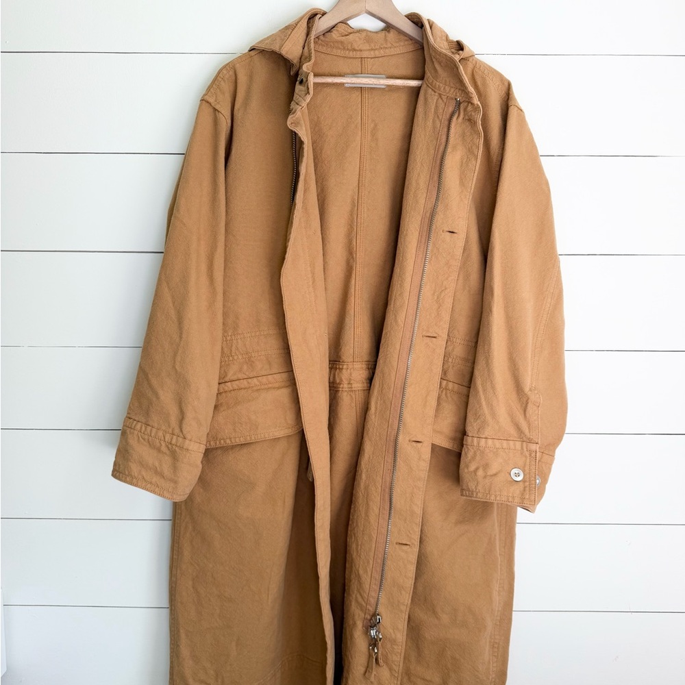 Everlane Camel/Tan Hooded Cotton Trench Coat